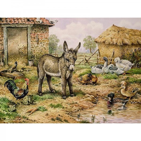 Esel auf dem Bauernhof Diamond Painting Diamant Malerei