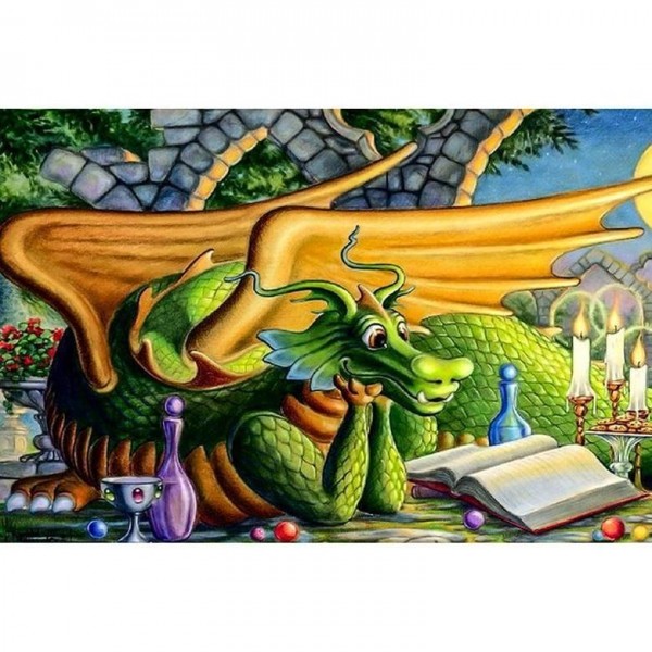 Lesender Drache Diamond Painting Diamant Malerei