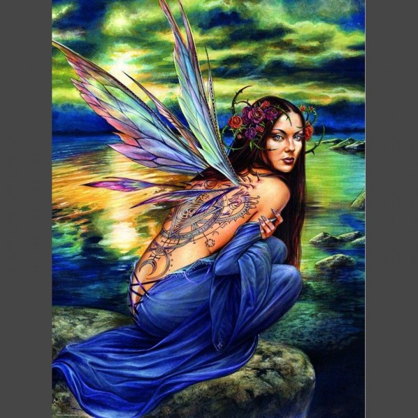 Frau mit Federn Diamond Painting Diamant Malerei