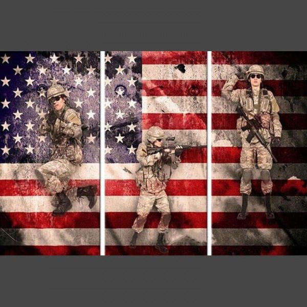 Soldaten & USA Flagge Diamond Painting Diamant Malerei