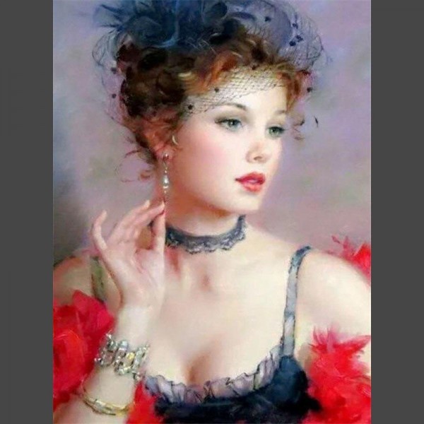 Frau mit Schmuck Diamond Painting Diamant Malerei
