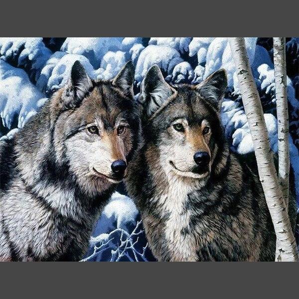 Wolf im Wald Diamond Painting Diamant Malerei