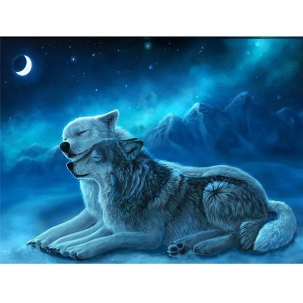Wolf - Halbmond Diamond Painting Diamant Malerei