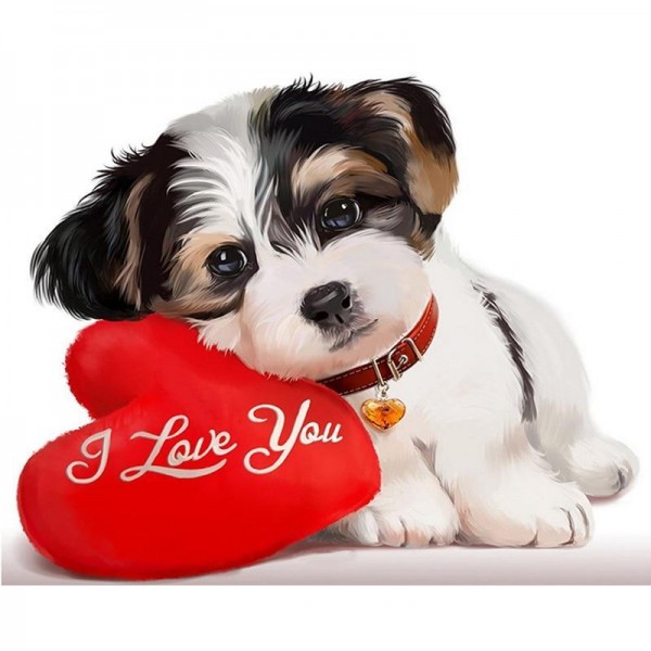 Hund ''I Love You'' Diamond Painting Diamant Malerei