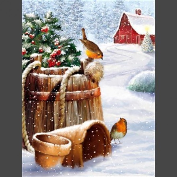 Vogel Schnee 3 Diamond Painting Diamant Malerei