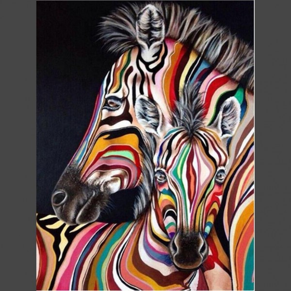 Zebra bunt Diamond Painting Diamant Malerei