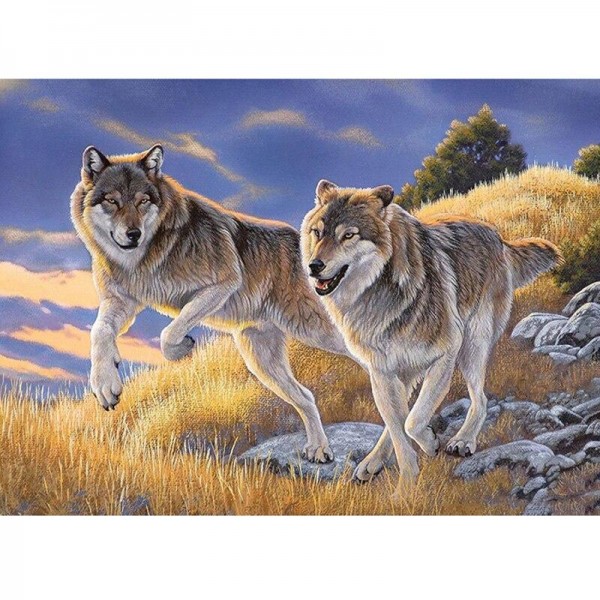 Wölfe am rennen Diamond Painting Diamant Malerei