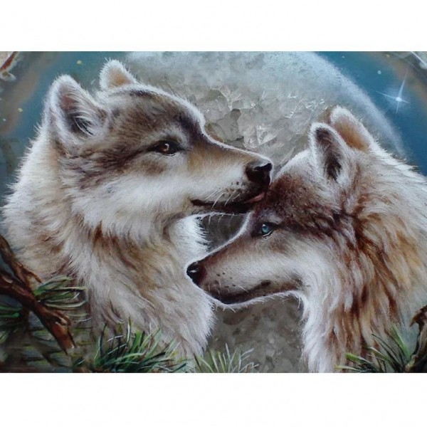 Wölfe am kuscheln Diamond Painting Diamant Malerei