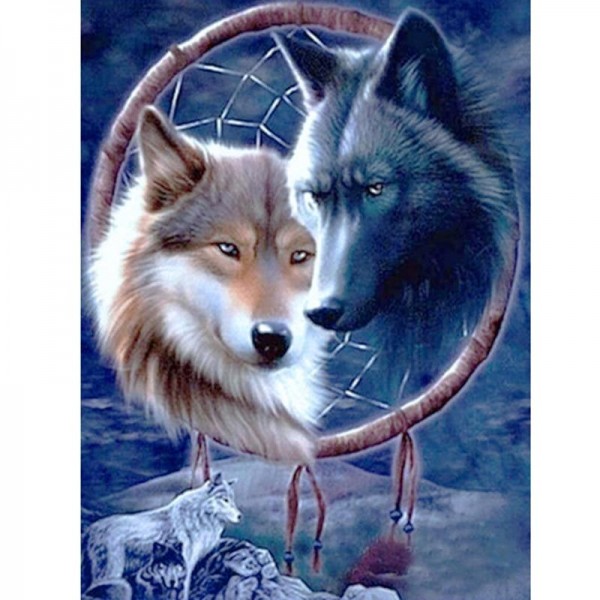 Wölfe im Traumfänger Diamond Painting Diamant Malerei