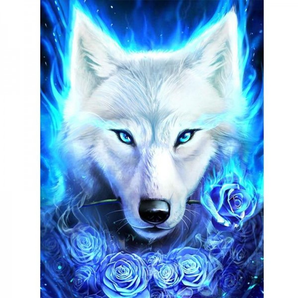 Wolf im blauen Brand Diamond Painting Diamant Malerei