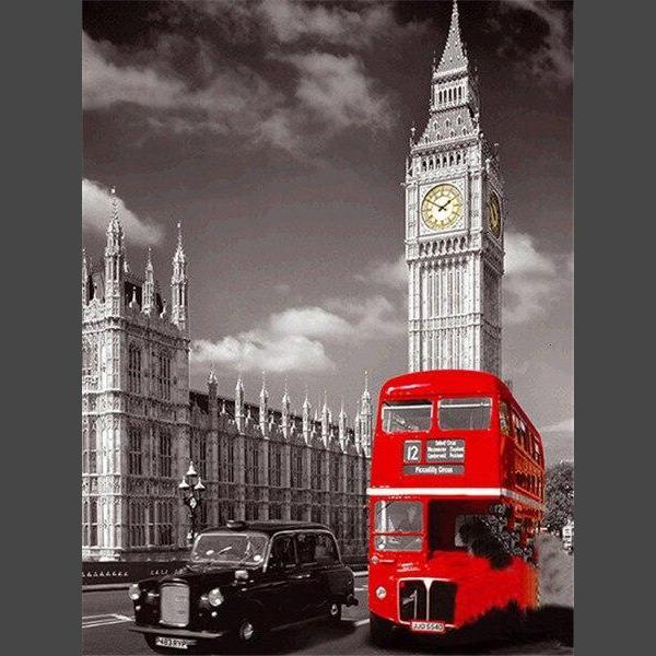 Bus mit Big Ben im Hintergrund Diamond Painting Diamant Malerei