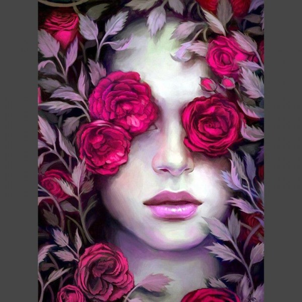 Gesicht mit Rosen Diamond Painting Diamant Malerei