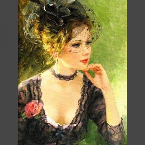 Pinup schwarzes Kleid Diamond Painting Diamant Malerei