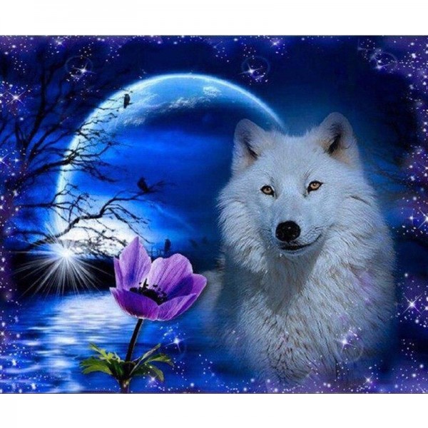 Wolf im Mondlicht Diamond Painting Diamant Malerei