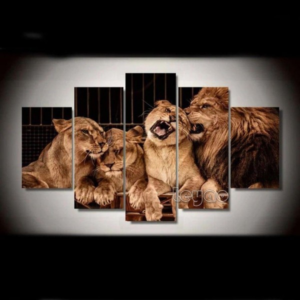 Löwen Familie Multi Panel Diamond Painting Diamant Malerei