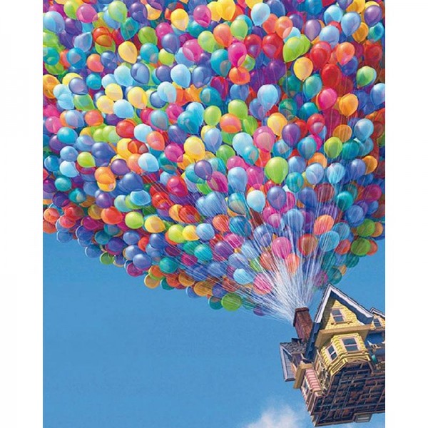 Ballons am Haus. (Film Oben) Diamond Painting Diamant Malerei