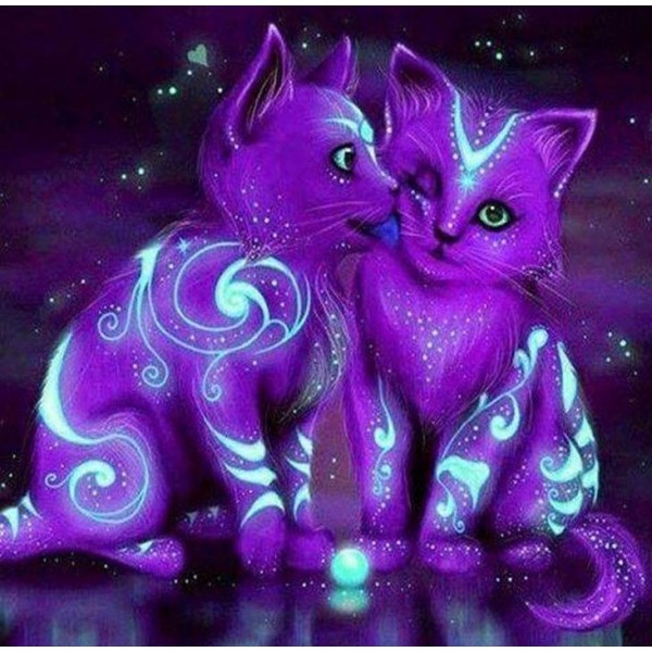 Leuchtende Katzen Diamond Painting Diamant Malerei