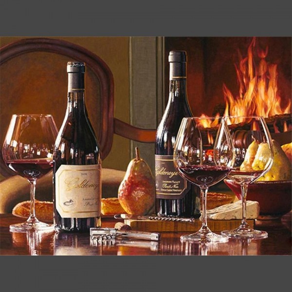 Wein auf dem Tisch Diamond Painting Diamant Malerei