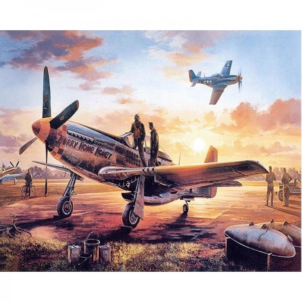 Flugzeug mit Sonnenlicht Diamond Painting Diamant Malerei