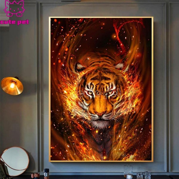 Tiger Fantasie rot Diamond Painting Diamant Malerei