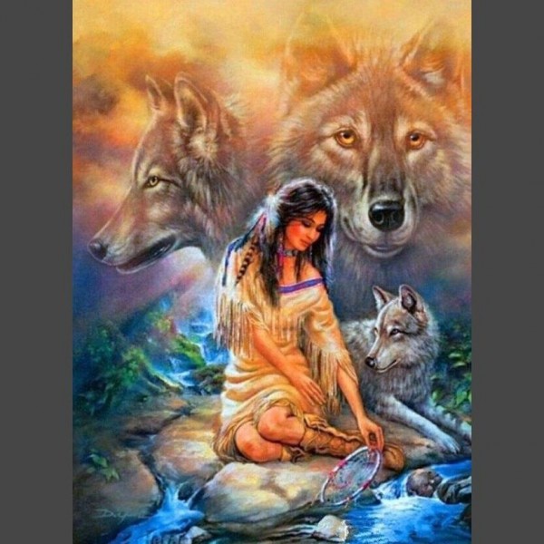 Fantasie Wölfe 1 Diamond Painting Diamant Malerei