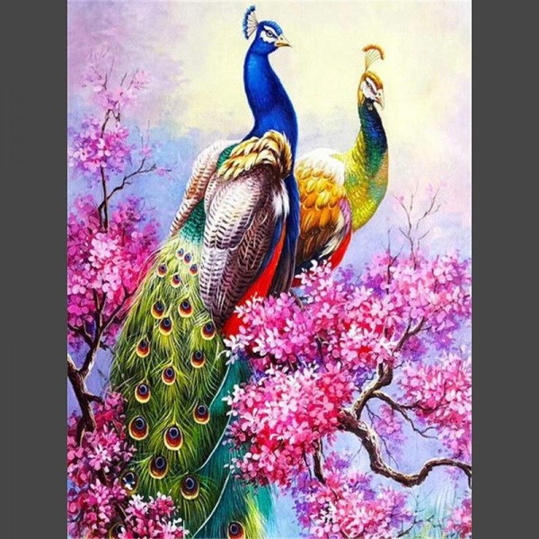 2 Pfaue auf Baum Diamond Painting Diamant Malerei