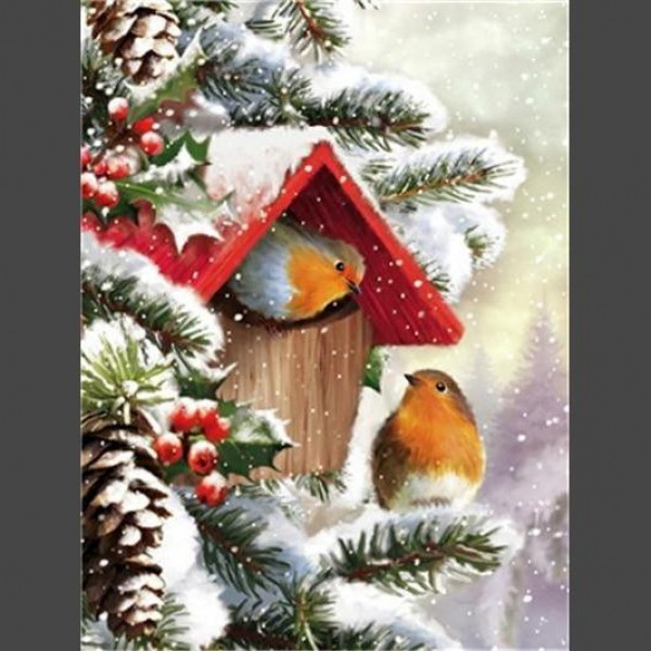 Vogel Schnee 5 Diamond Painting Diamant Malerei