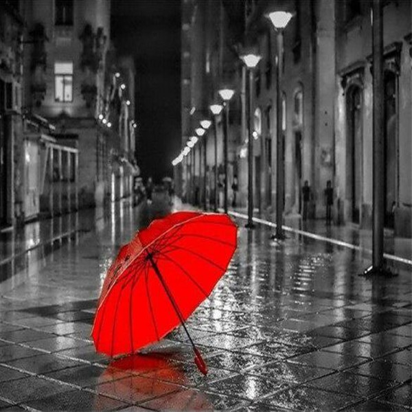 Stadt mit Regenschirm Diamond Painting Diamant Malerei